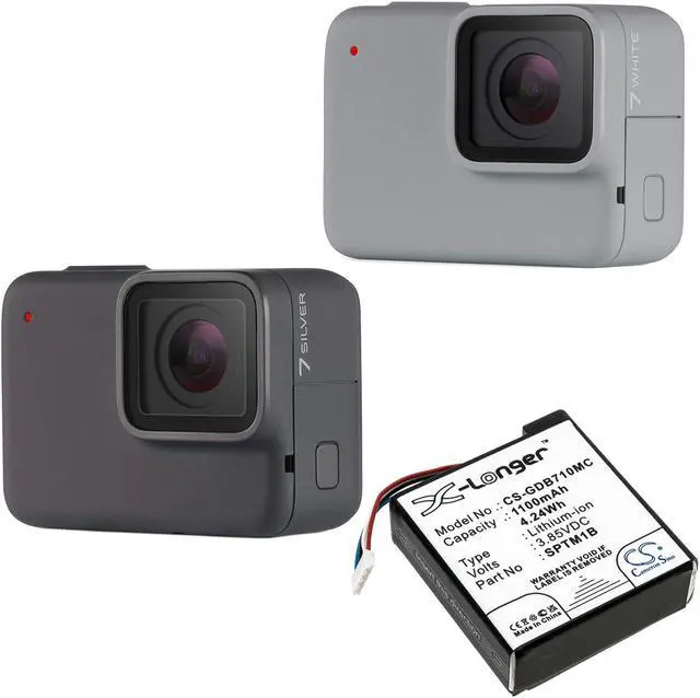 Alt view image 6 of 6 - Battery for GoPro Hero 7 Silver White SPTM1B Auus MH45584 Camera CS-GDB710MC