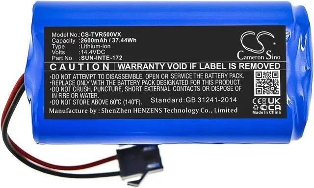 Alt view image 3 of 5 - Battery for Tesvor M1 N1 S3 T8 Coredy R300 Pure Clean SUN-INTE-172 SUN-INTE-273