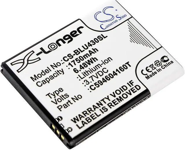 Main image of Battery for BLU D910A VIVO 4.3 C594604160T Mobile SmartPhone CS-BLU430SL 1750mAh