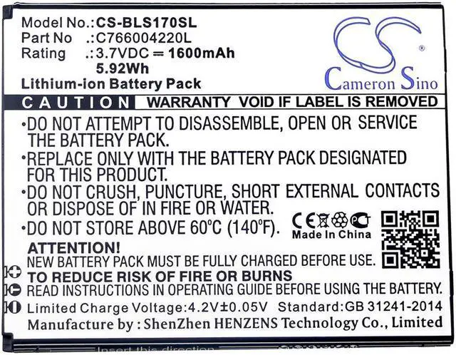 Alt view image 5 of 5 - Battery for BLU S170 Studio G HD C766004220L Mobile SmartPhone CS-BLS170SL