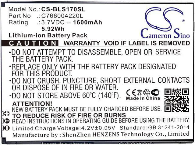 Alt view image 3 of 5 - Battery for BLU S170 Studio G HD C766004220L Mobile SmartPhone CS-BLS170SL
