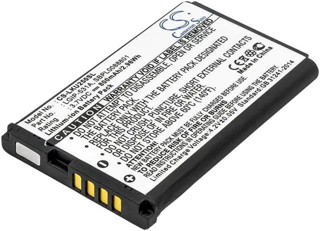 Main image of Battery for T-Mobile LG 236C 237C 440G B470 500G A100 A170 LGIP-531A SBPL0088801