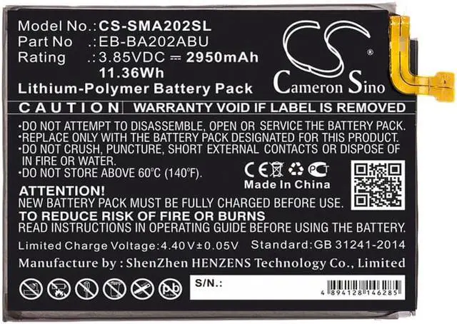Alt view image 3 of 4 - Battery for Samsung Galaxy A20e SM-A102U SM-A102U1 SM-A202 SM-S102DL EB-BA202ABU