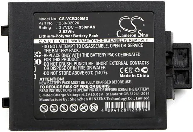 Alt view image 5 of 5 - Black Battery for Vocera B3000N B3000 B3000E 230-01924 230-02020 CS-VCB300MD