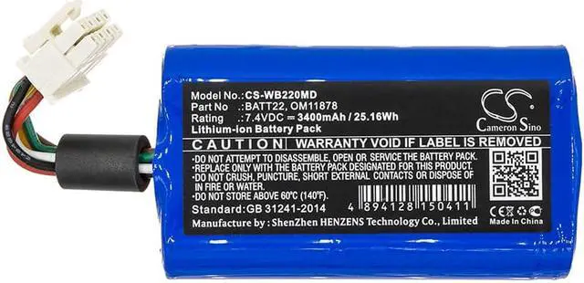 Alt view image 3 of 5 - Battery for Welch-Allyn Connex Spot Grason-Stadler Protocol 901000 BATT22 3400mA