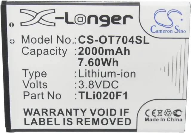 Alt view image 5 of 5 - Battery for Alcatel 5044 5042 OneTouch Fierce 2 Pop C7 Vodafone VFD 500 TLi020F1