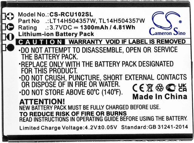 Alt view image 3 of 4 - Battery for AT&T Flip IV U102AA Cricket U102AC Cingular LT14H504357W TL14H504357