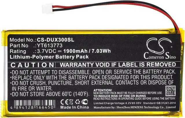 Alt view image 3 of 6 - Battery for XDUOO X3 YT613773 DAP Media Player CS-DUX300SL 3.7v 1900mAh 7.03Wh