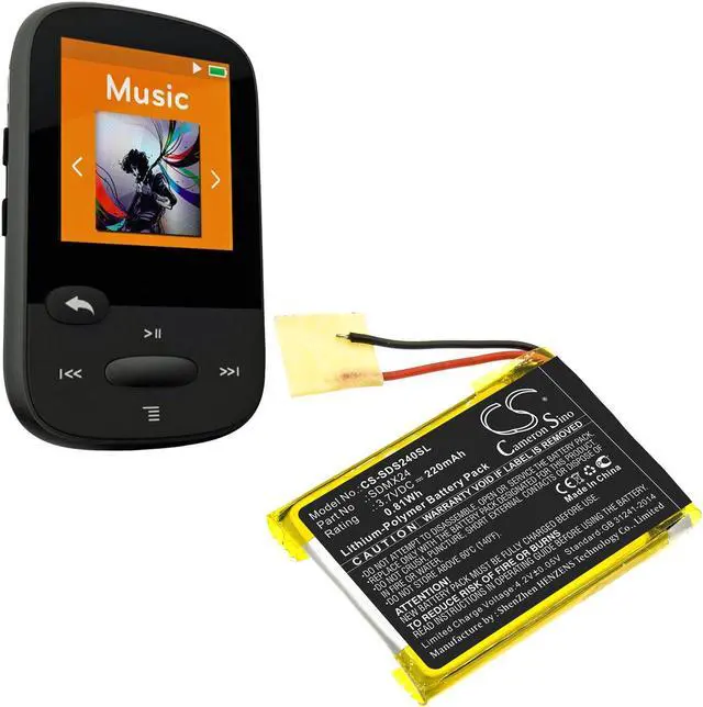 Alt view image 5 of 5 - Battery for SanDisk Sansa Clip Sport SDMX24 Media Player CS-SDS240SL 3.7v 220mAh