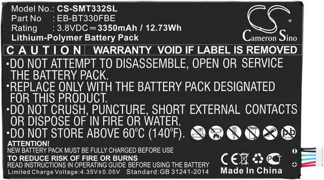 Alt view image 3 of 4 - Battery for Samsung Galaxy Tab4 SM-T330 Tab 4 SM-T331 SM-T335 EB-BT330FBE