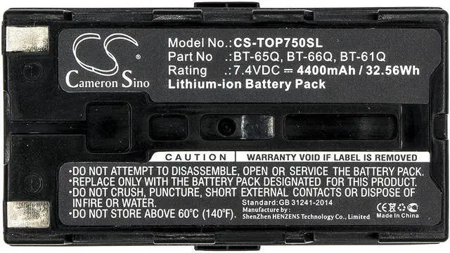 Alt view image 3 of 3 - Battery for Topcon FC100 FC-2000 GPT-9000 GPT-7500 GTS-700 BT-61Q BT-65Q BT-66Q