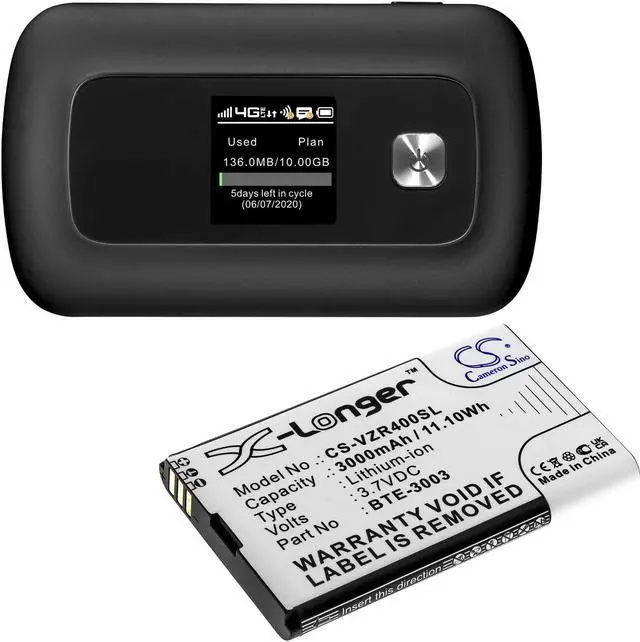 Alt view image 4 of 6 - Battery for Verizon ORB400LB RC400L BTE-3003 Hotspot CS-VZR400SL 3.7v 3000mAh
