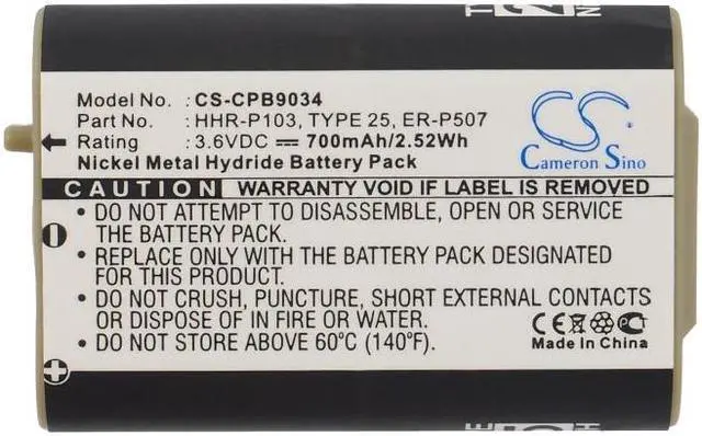 Alt view image 6 of 6 - Battery for Panasonic TYPE 25 HHR-P103A HHR-P103 V tech 89-1324-00-00 AT&T 249