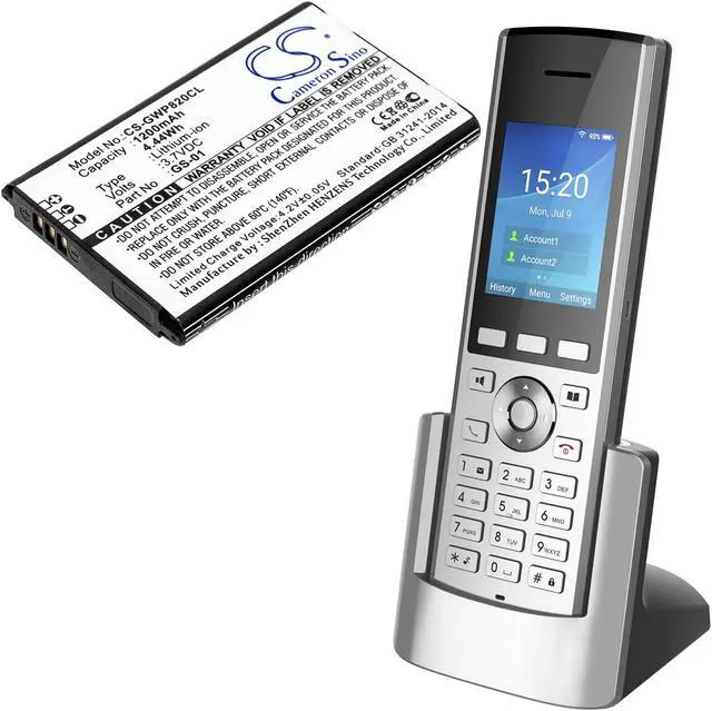 Alt view image 4 of 6 - Battery for Grandstream DP730 WP820 GS-01 Cordless Phone CS-GWP820CL 1200mAh