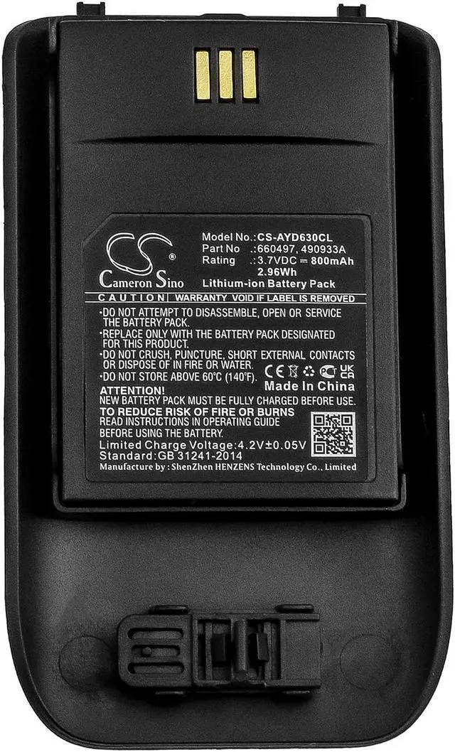 Alt view image 5 of 6 - Battery for Ascom D63 DECT 3735 DH7 Mitel 5614 490933A 660497 CS-AYD630CL Phone