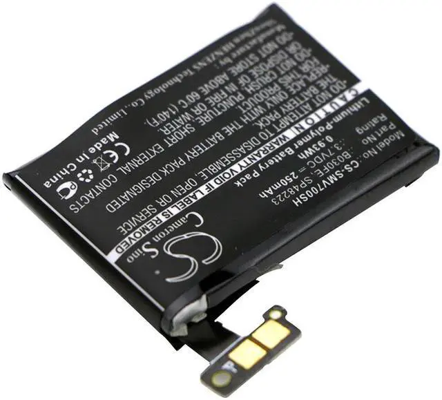 Alt view image 2 of 4 - Battery for Samsung Gear 1 SM-V700 B030FE GH43-03992A SP48223 CS-SMV700SH 250mAh