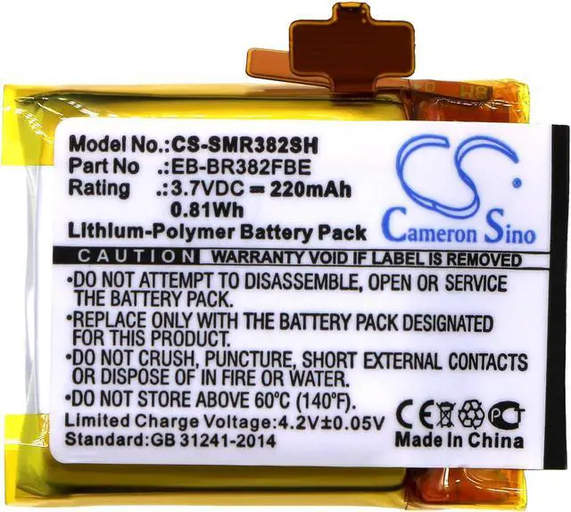 Alt view image 3 of 4 - Battery for Samsung Gear Live SM-R382 EB-BR382FBE Smartwatch CS-SMR382SH 220mAh
