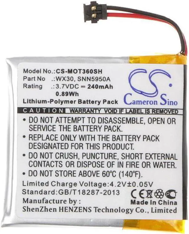 Alt view image 5 of 5 - Battery for Motorola Moto 360 SNN5950A SNN5951A WX30 Smartwatch CS-MOT360SH