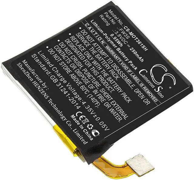 Main image of Battery for Motorola Moto 360 2nd 2rd FW3S Smartwatch CS-MOT361SH 3.8v 250mAh