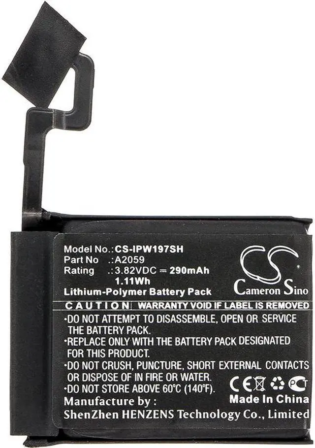 Alt view image 3 of 4 - Battery for Apple A1976 Watch Series 4 44mm A2059 Smartwatch CS-IPW197SH 290mAh