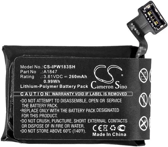Alt view image 3 of 4 - Battery for Apple A1860 Watch Series 3 38mm GPS A1847 Smartwatch CS-IPW183SH