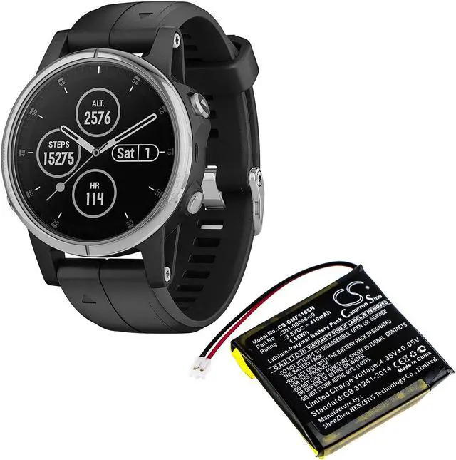 Alt view image 6 of 6 - Battery for Garmin Fenix 5X Running 361-00098-00 Smartwatch CS-GMF510SH 410mAh