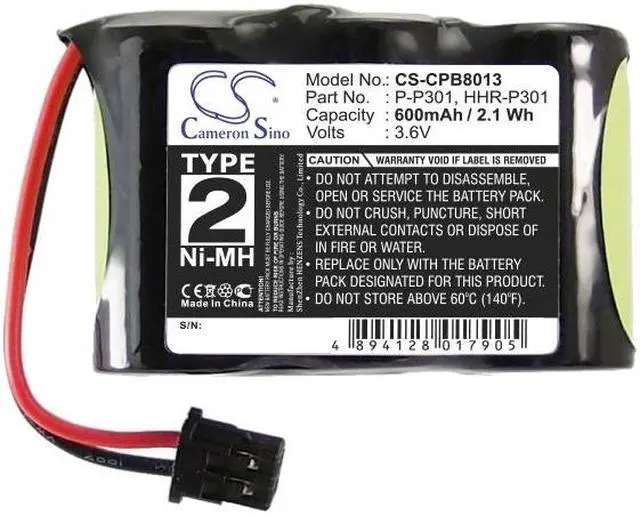 Alt view image 4 of 5 - Battery for GE BT-11 Sony BP-T16 Panasonic Type 2 HHR-P301 P-P301 KX-A36A BT185