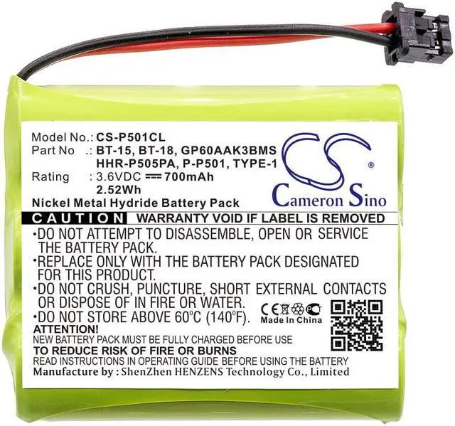 Alt view image 3 of 4 - Battery for GE BT-15 Uniden BT-905 Sony BP-T18 BP-T24 Panasonic P-P504 HHR-P505