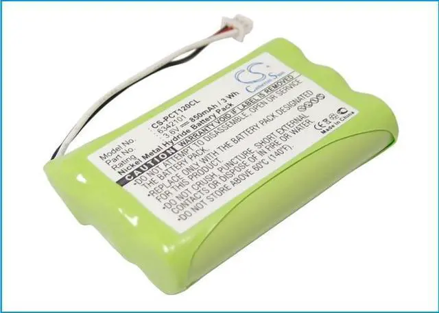 Alt view image 4 of 5 - Battery for Plantronics CT11 CT12 Phone 6342101 63421-01 CS-PCT120CL NiMH 850mAh