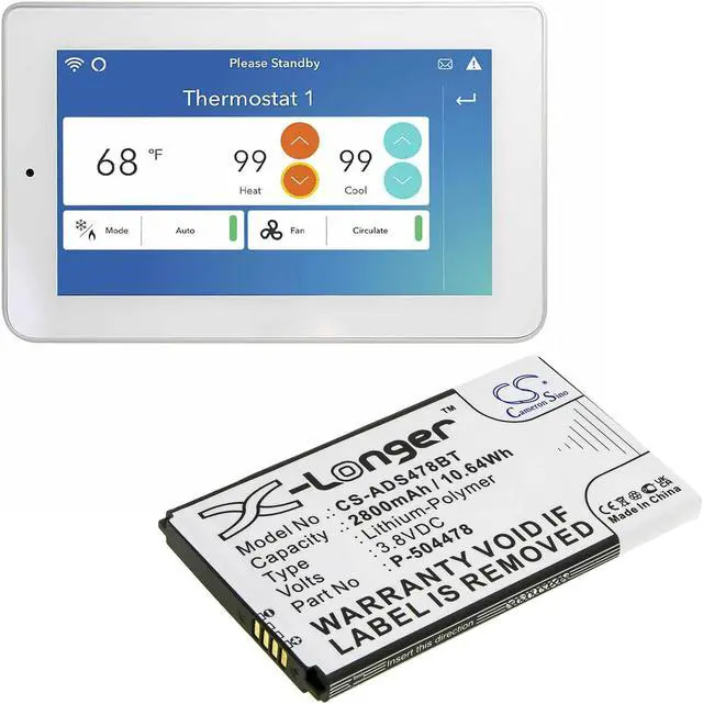 Alt view image 4 of 4 - Battery for ADT Command Secondary Color Touchscreen Keypad P-504478 CS-ADS478BT