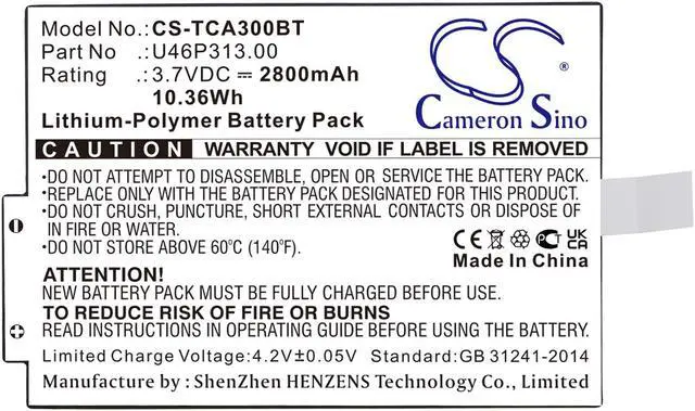 Alt view image 5 of 5 - Battery for Xfinity iControl Technicolor TCA300COM U46P313.00 Alarm CS-TCA300BT