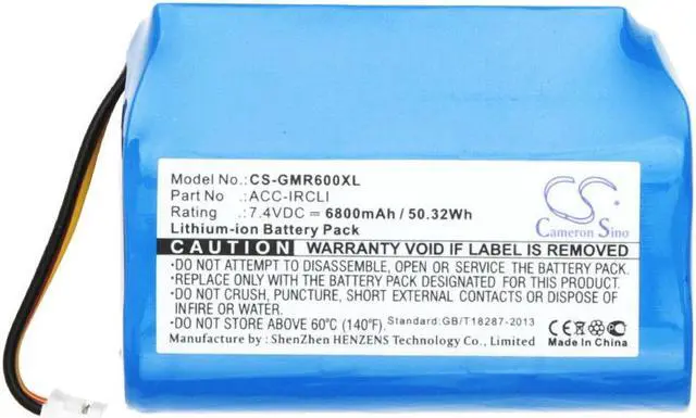 Alt view image 5 of 6 - Battery for Grace Mondo ACC-IRCLI GDI-IRC6000 GDI-IRC6000R GDI-IRC6000W 6800mAh