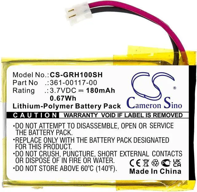 Alt view image 3 of 7 - Battery for Garmin Approach S10 S20 X40 Forerunner 35 361-00117-00 CS-GRH100SH