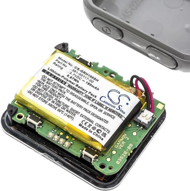 Alt view image 7 of 7 - Battery for Garmin Approach S10 S20 X40 Forerunner 35 361-00117-00 CS-GRH100SH