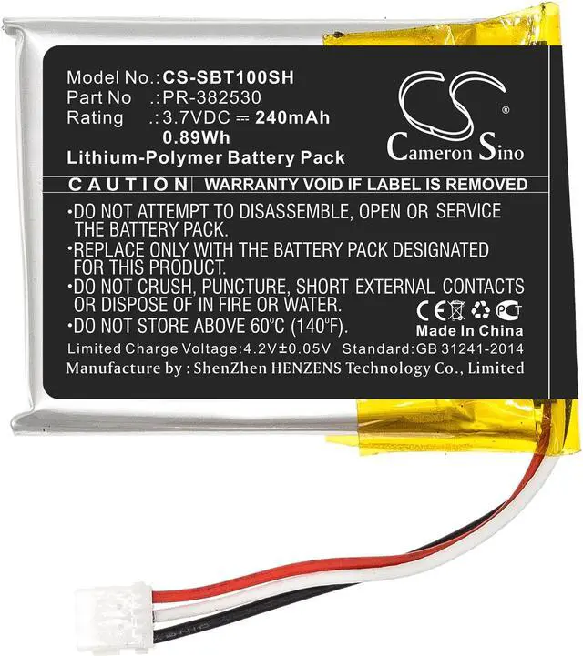 Alt view image 3 of 6 - Battery for Suunto Ambit 1 2 2S 3 PR-382530 Smartwatch CS-SBT100SH 3.7v 240mAh