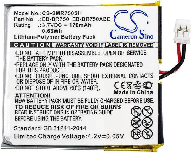 Alt view image 3 of 4 - Battery for Samsung Galaxy Gear S R750 SM-R750A SM-R750B EB-BR750 EB-BR750ABE