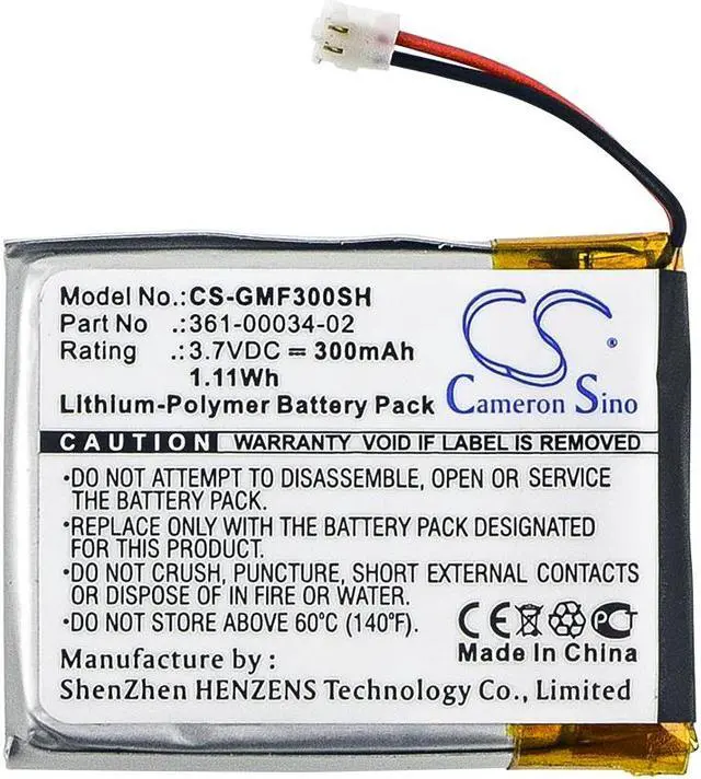 Alt view image 3 of 4 - Battery for Garmin Fenix 3 HR 361-00034-02 Smartwatch CS-GMF300SH 3.7v 300mAh