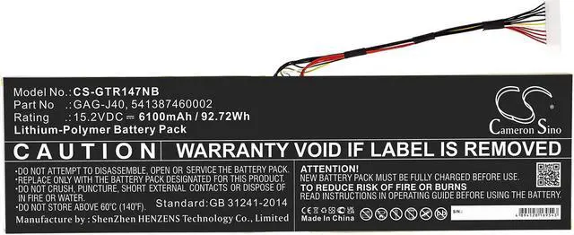 Alt view image 3 of 5 - Battery for Gigabyte Aero 14 15 K7 Aorus 17 17G XB Gateway GAG-J40 541387460002