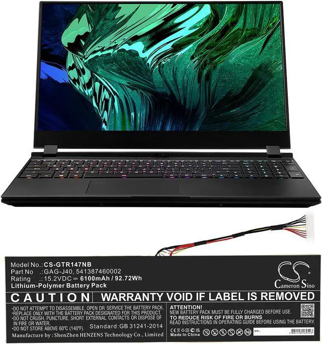 Alt view image 5 of 5 - Battery for Gigabyte Aero 14 15 K7 Aorus 17 17G XB Gateway GAG-J40 541387460002