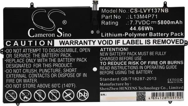 Alt view image 5 of 6 - Battery for Lenovo Yoga 3 Pro 13 Pro-1370 Pro-5Y71 I5Y51 I5Y70 I5Y71 L13M4P71