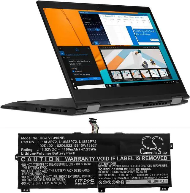 Alt view image 5 of 5 - Battery for Lenovo ThinkPad X390 Yoga 08CD 02DL021 02DL022 5B10W13927 L18L3P72