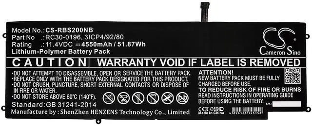 Alt view image 3 of 4 - Battery for Razer Blade Stealth V2 RZ09-01962W11 01962E11 3ICP4/92/80 RC30-0196
