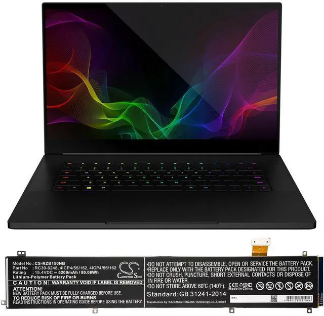 Alt view image 5 of 5 - Battery for Razer Blade 15 2070 LINGREN RZ09 4ICP4/55/162 4ICP4/56/162 RC30-0248