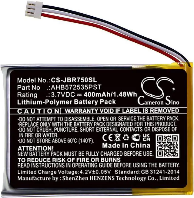 Alt view image 3 of 5 - Battery for Jabra Evolve 75 AHB572535PST Wireless Headset CS-JBR750SL 400mAh