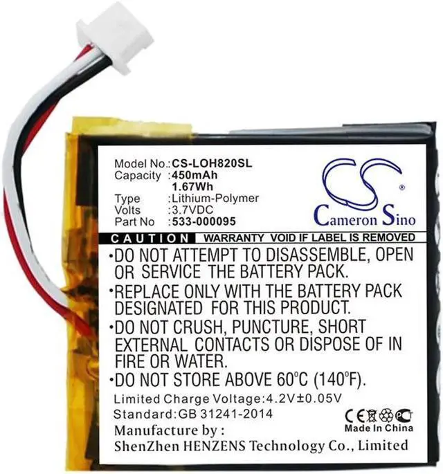 Alt view image 3 of 4 - Battery for Logitech H820e 533-000095 Wireless Headset CS-LOH820SL 3.7V 450mAh
