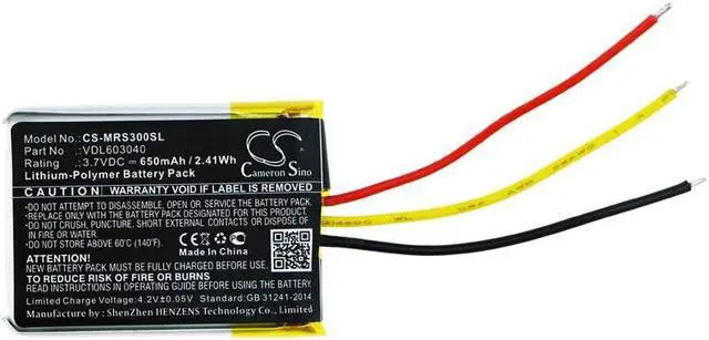 Alt view image 3 of 4 - Battery for Marshall Major II Bluetooth III MID VDL603040 Headset CS-MRS300SL