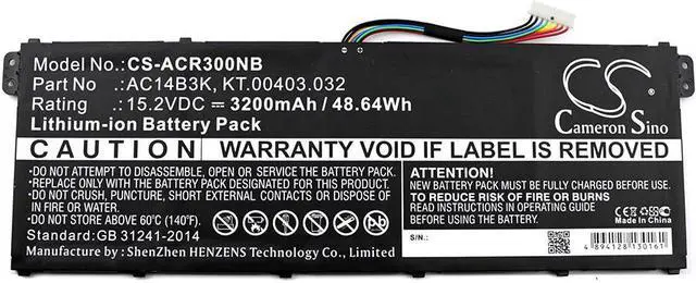 Alt view image 3 of 4 - Battery for Acer Aspire R3 R5 ES15 TravelMate B117 TMP238 AC14B3K KT.00403.032