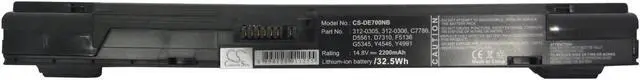 Alt view image 5 of 5 - Battery for DELL Inspiron 700m 710m D7310 312-0305 312-0306 C7786 G5345 Y4546