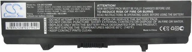 Alt view image 5 of 5 - Battery for DELL Inspiron 1525 1526 1545 0GW252 312-0566 GP952 GW240 RN873 X284G