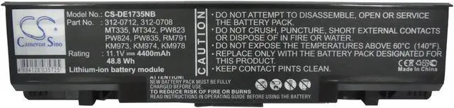 Alt view image 5 of 5 - Battery for DELL Studio 1735 312-0708 312-0711 312-0712 KM973 KM974 KM978 MT335